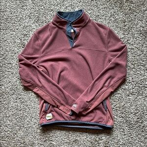 Tracksmith Red Zip Up Sweater with Contrasting Collar